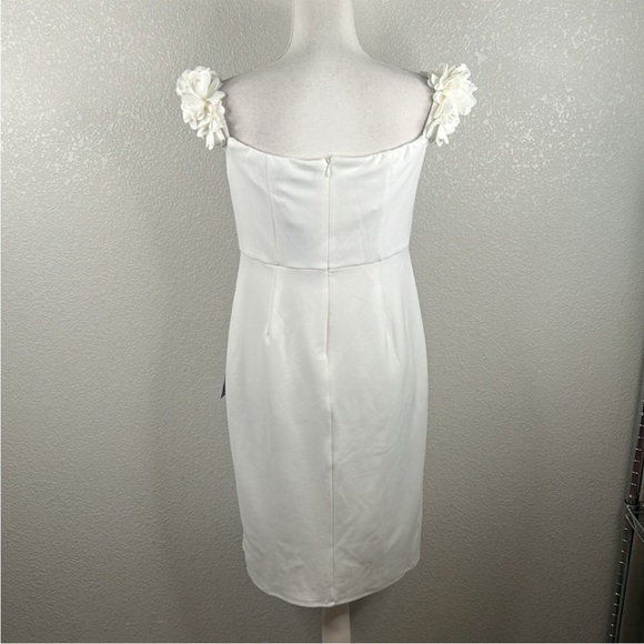 Lulus Pretty Presence White Off-the-Shoulder Floral Strap Mini Dress Size Large - Picture 8 of 10